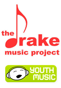 DRAKE Music Project and Youth Music logos